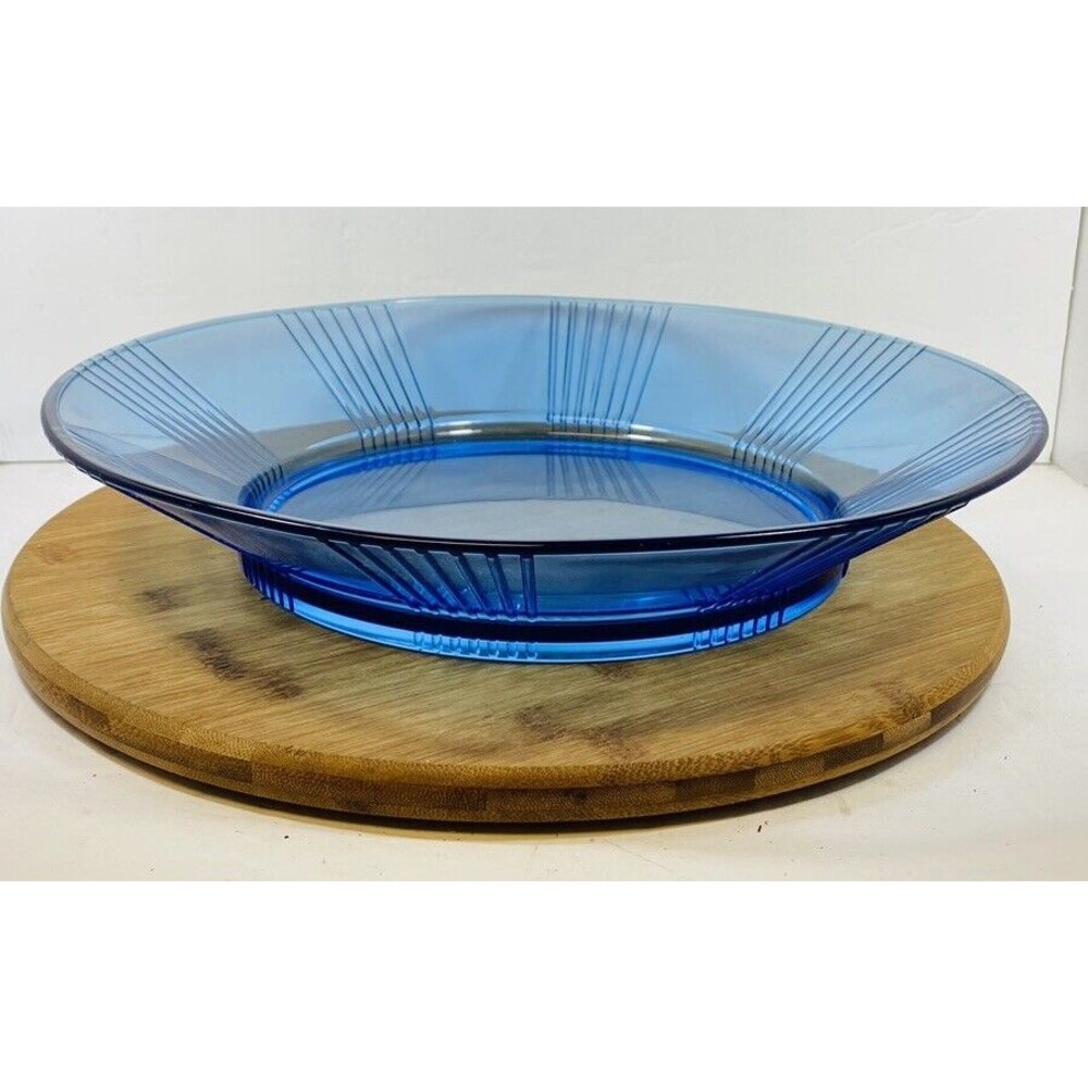 Vintage French Table Plate 80s Cobalt  Blue Glass 13/2.5" Luminarc